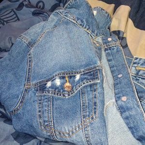 Blue jean back flower lace jacket